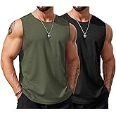 COOFANDY Men's Workout Tank Tops Sleeveless Gym Muscle Tee Shirts 2 Pack Casual Breathable Waffle Knit Tanks