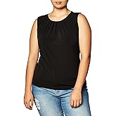 Calvin Klein Womens Pleat Neck Sleeveless Blouse
