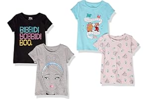 Amazon Essentials Disney | Marvel | Star Wars | Frozen | Princess Girls and Toddlers' Short-Sleeve T-Shirts, Multipacks