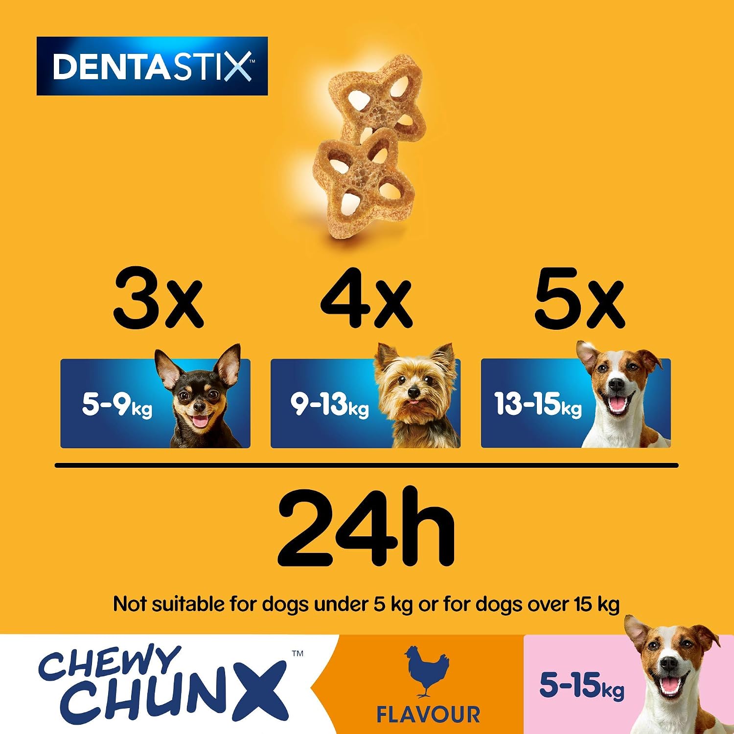 Pedigree Dentastix - Chewy Chunx Mini - Dog Treats for Small and Medium Dogs - Chicken Flavour - 5 Chews (Pack of 5) - Image 5