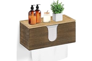 UGIFTT Solid Wood Paper Towel Dispenser Wall Mounted, Folded Paper Towel Holder with Lid, Commercial C-Fold, Z-Fold, Trifold Hand Paper Towel Holder Dispenser for Bathroom Kitchen Office