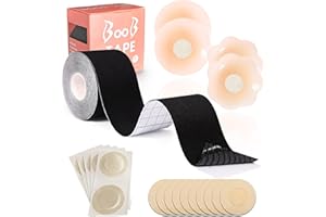 Huvgim Body Tape Kit - Boobtape for Breast Lift, Sticky Bra Adhesive Silicone Nipple Covers