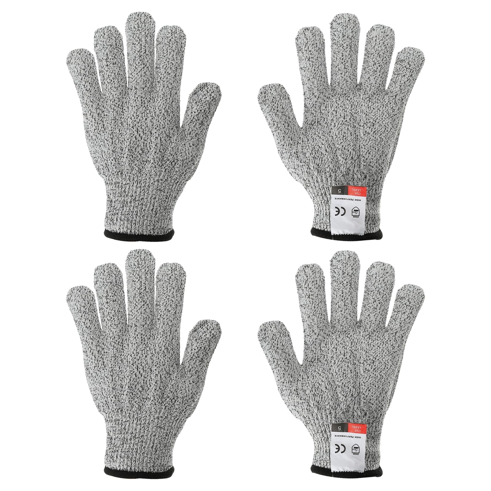 PATIKIL Cut Resistant Gloves, 2 Pair Level 5 Protection Anti Cutting Gloves Cut Proof Gloves for Kitchen Wood Carving Working, Large, Gray