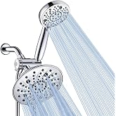 FEELSO Shower Head with Handheld Combo, 8" High Pressure Double Shower Head | 7+8 Modes Dual Shower Head with Handheld Spray, Rain Showerhead, Anti-Clog Nozzles, 71&rdquo; Hose Extra Long, Adjustable Holder