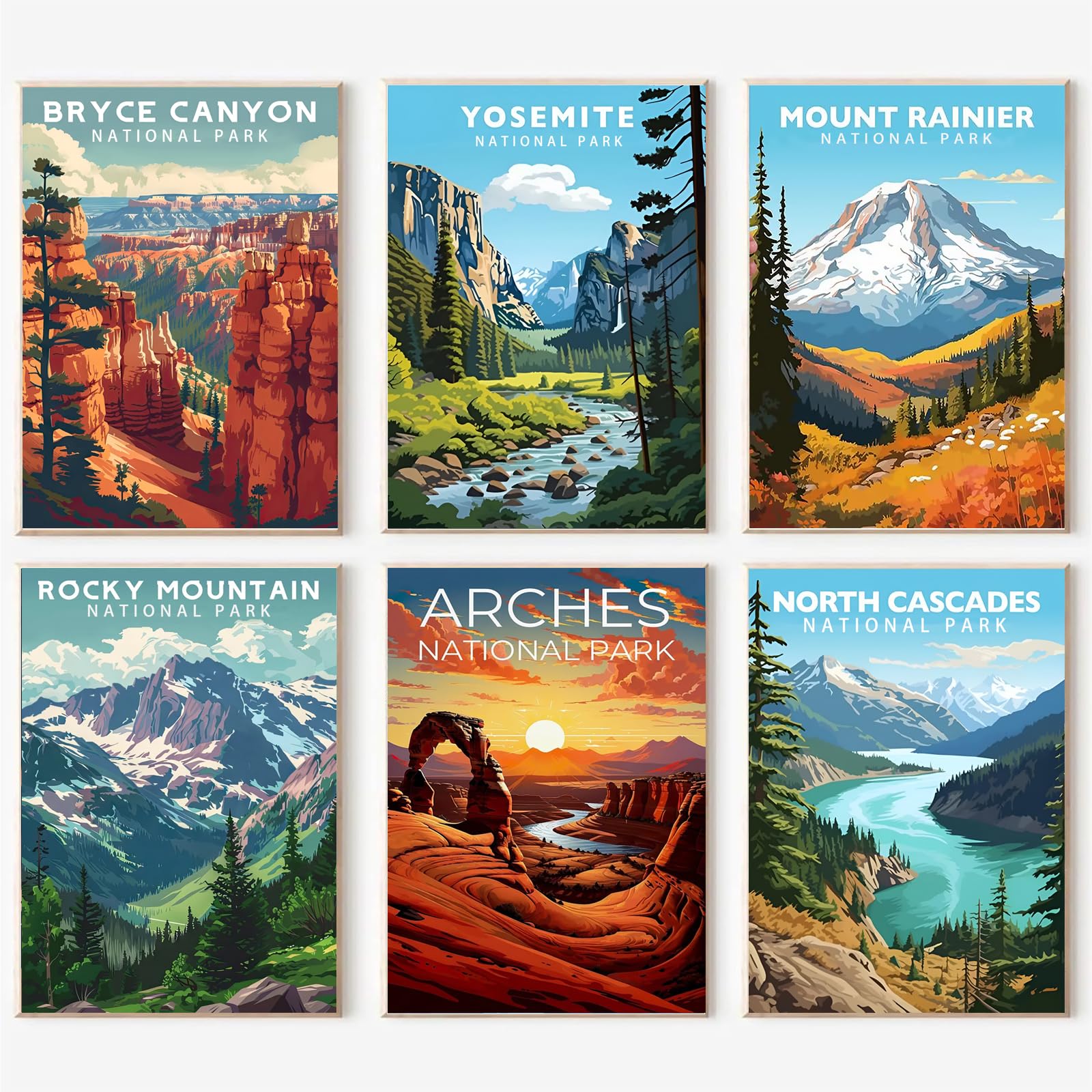 XXXCHENGJIA 6 Pack Paint by Numbers Kit for Adults Beginner, National Park Adult Paint by Number Kits on Canvas Without Frame, DIY Landscape Painting with Numbers Craft for Home Decor 10x14 Inch