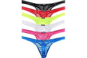 iKingsky Men's Sexy Transprant Thong Underwear Low Rise See Through Stretch Panties