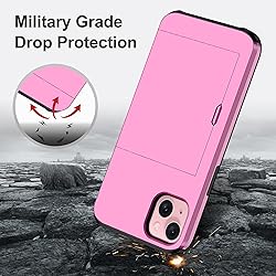 SAMONPOW for iPhone 15 Case with Card Holder Heavy