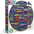 eeBoo: Piece and Love 500 100 Great Words Piece Round Circle Jigsaw Puzzle, Puzzle for Adults and Families, Glossy, Sturdy Pieces and Minimal Puzzle Dust