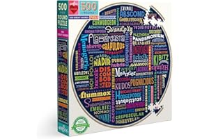 eeBoo: Piece and Love 500 100 Great Words Piece Round Circle Jigsaw Puzzle, Puzzle for Adults and Families, Glossy, Sturdy Pieces and Minimal Puzzle Dust