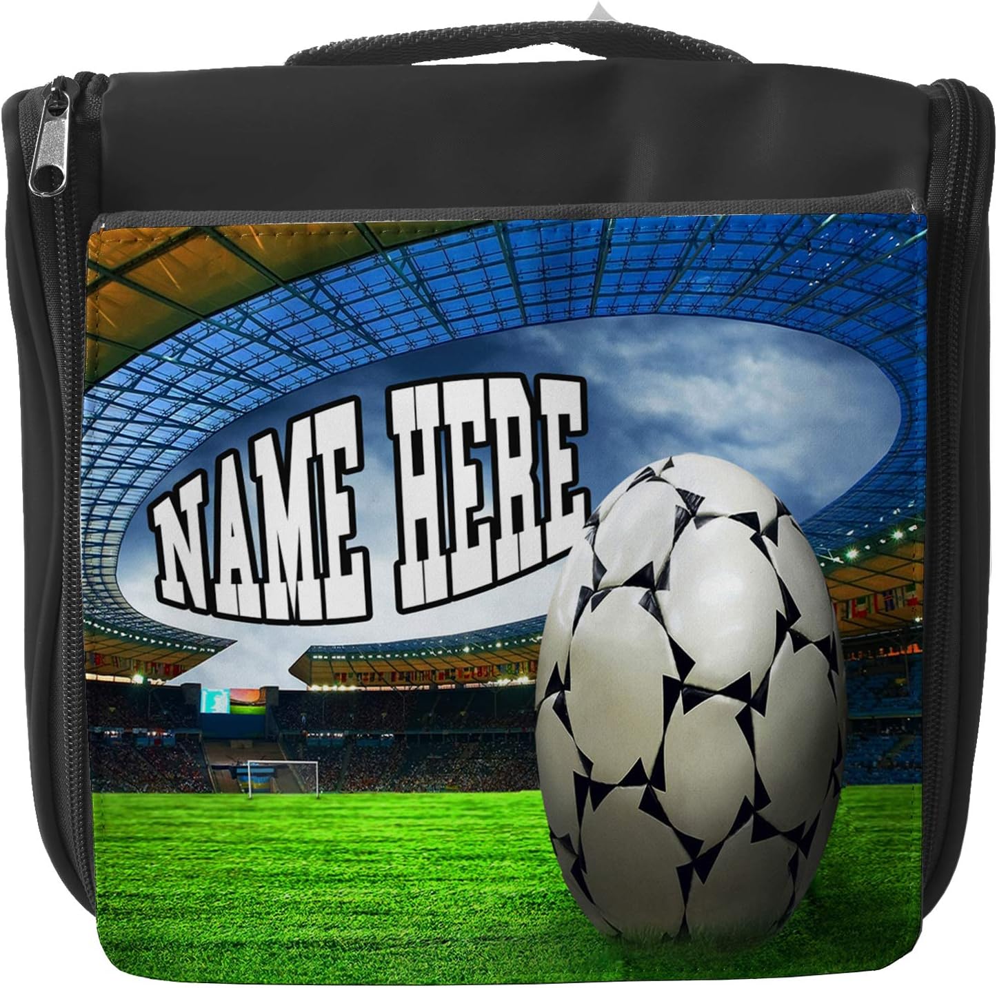 Personalised Football Stadium Boys Travel Toiletry Bag Hanging Wash Bag