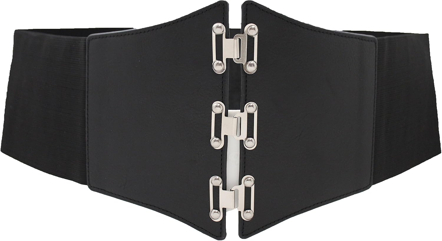 TFJ Women Elastic Fashion Extra Wide Corset Belt Hip High Waist Silver Hook Buckle Plus L XL XXL