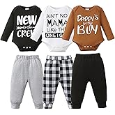 NZRVAWS Newborn Baby Boy Clothes Infant Boy Outfits Romper Pants Set 6 Pcs 0 3 6 9 12 Months