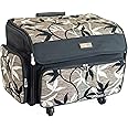 Everything Mary 4 Wheels Collapsible Deluxe Sewing Machine Storage Case, Black - Rolling Trolley Carrying Bag for Brother, Singer