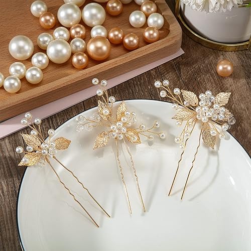 Waydress Pcs Wedding Pearl Hair Pins Floral Hair Accessories
