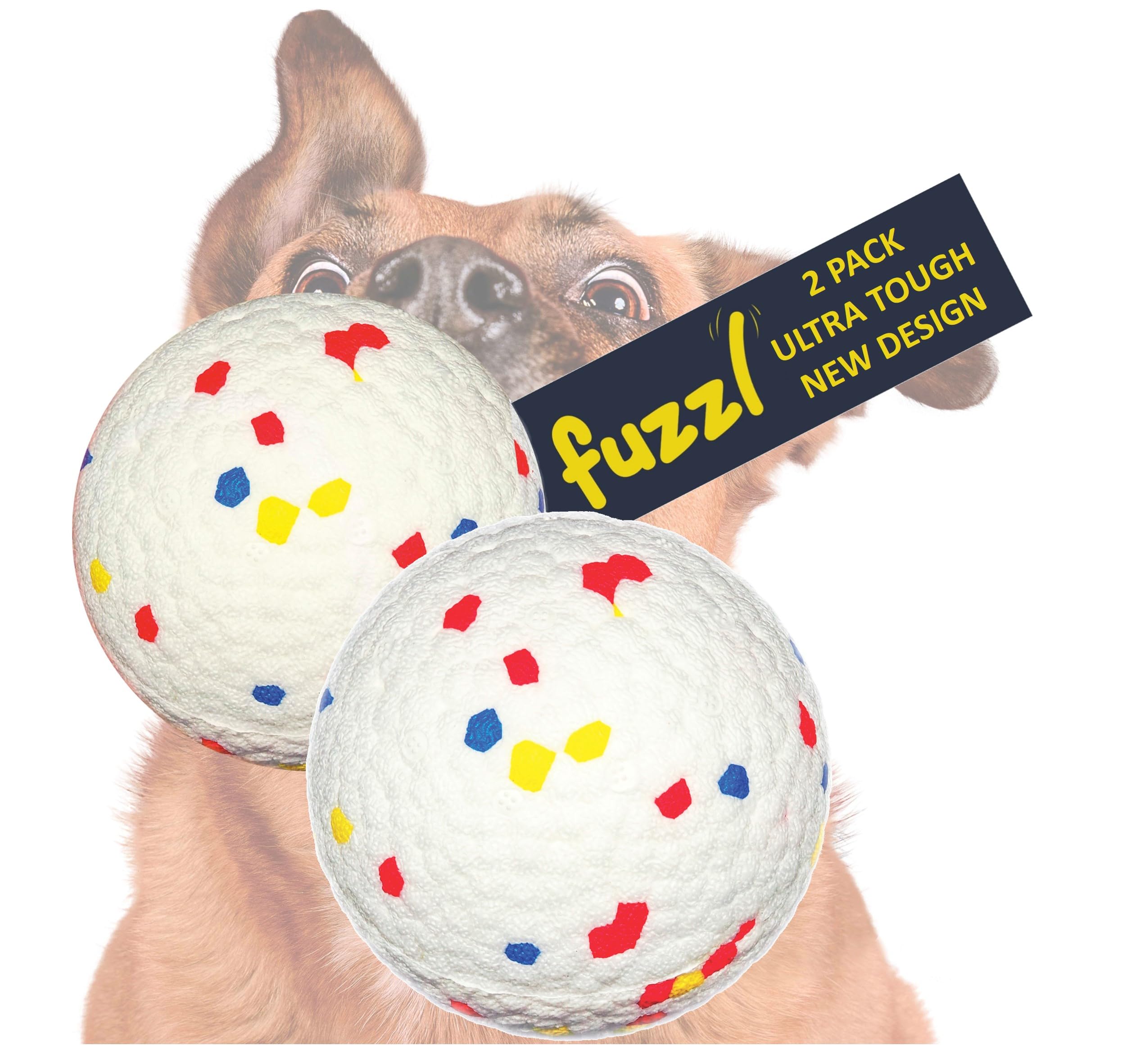 Fuzzl Ultra Tough Dog Balls 2 Pack - Indestructible Interactive Dog Toys