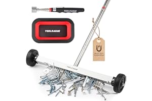 TOOLEAGUE 17" Rolling Magnetic Sweeper with Wheels,Telescoping Adjustable Handle,10Lb Capacity Magnet Roller,Magnetic Foldabl