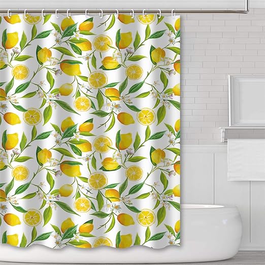 Tititex Yellow Lemon Shower Curtain Sets Fresh Fruit