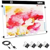 Mlife A2 LED Light Pad for Diamond Art Painting Light Board with 3 Brightness, Tracing Light Board with USB Cable &amp; 4 Fasten Clips for Sketching, Animation, Drawing, Diamond Art Painting Supplies