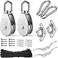 LAIWOO M20 Stainless Steel Pulley System Kit-Heavy-Duty Pulley Wheel, Pulley Block with Nylon Rope, Hooks, Eye Pad Plate, and Rope Cleat - Ideal for Lifting, DIY Projects, and Clothesline (2 pack)