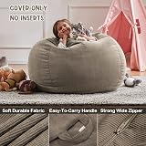 Nobildonna Bean Bag Chair Cover 200L Corduroy Light Brown No Filler view 4
