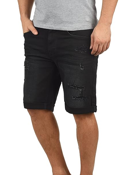 Blend Deniz Herren Jeans Shorts Kurze Denim Hose Mit Destroyed-Optik Aus Stretch-Material Regular Fit
