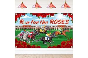 Avezano Kentucky Derby Backdrop Horse Racing Run for the Roses Banner Red Rose Kentucky Derby Party Theme Decorations for Horse Racing Supplies 70.8 x 43.3 Inch