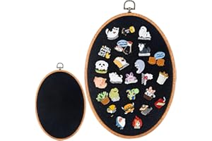 Yalikop Pin Display Board Fabric Enamel Pin Boards for Wall 11.4 x 8.6 inches Wall Hanging Brooch Earrings Necklace Jewelry Holder Organizer Display Storage for Home and Holiday(Black,Oval)