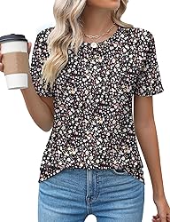 Kistore Crew Neck Shirts for Women Casual Summer