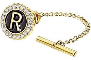 HAWSON Gold Cufflinks and Tie Tack for Men, Gold Cufflinks Crystal with Lapel Pins for Men's Women Set, Tie Tack with Chain on Tie Wedding Business Accessories