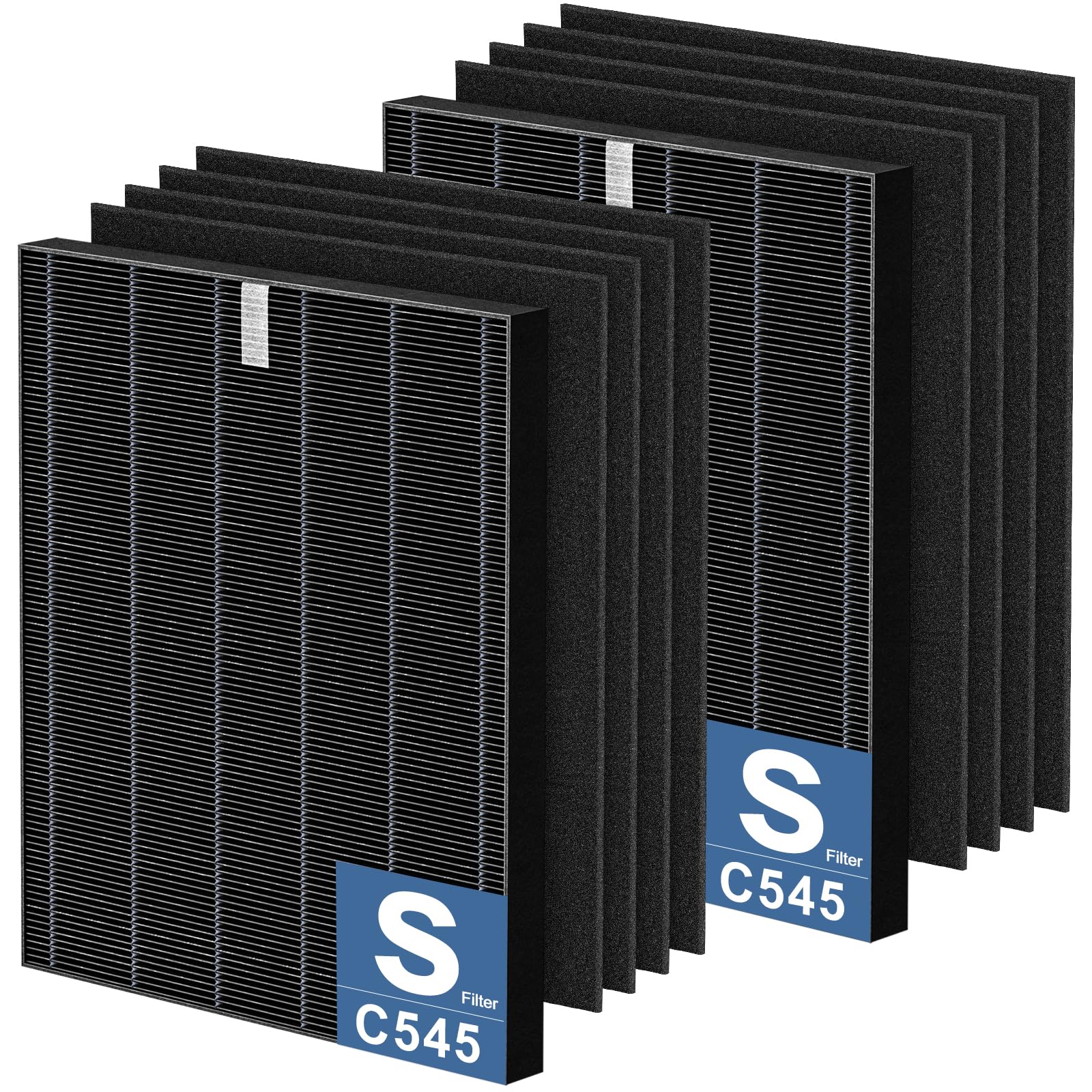 Photo 1 of 2 Pack C545 HEPA Smoke Replacement Filter S Compatible with Winix C545 Air Purifier, Replaces Part 1712-0096-00 and 2522-0058-00, 2 HEPA Filter + 8 Activated Carbon Filters, Black