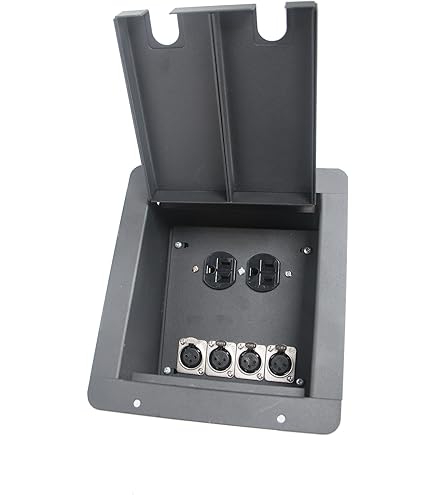 Elite Core FBL12 Recessed Floor Box - 12 XLR Inputs + Duplex AC Outlet With Back Box, Black