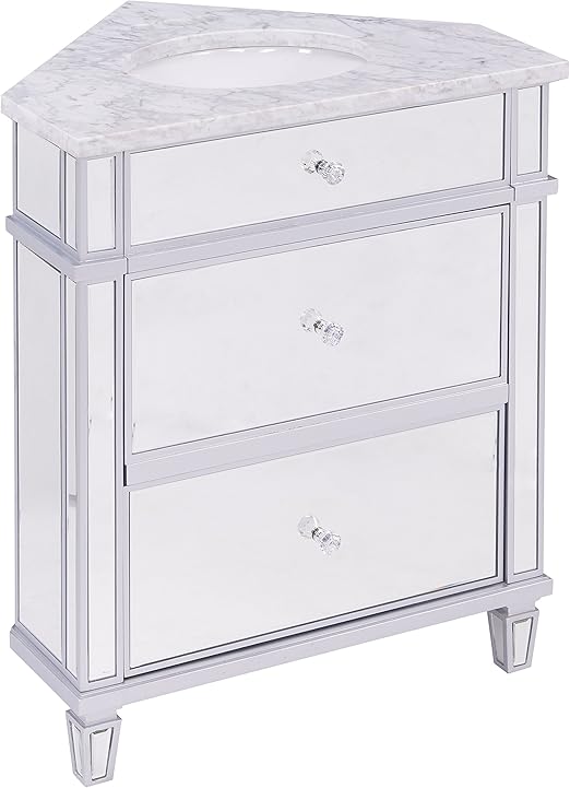 Amazon Com Bathroom Corner Mirrored Vanity Sink Real Marble Top