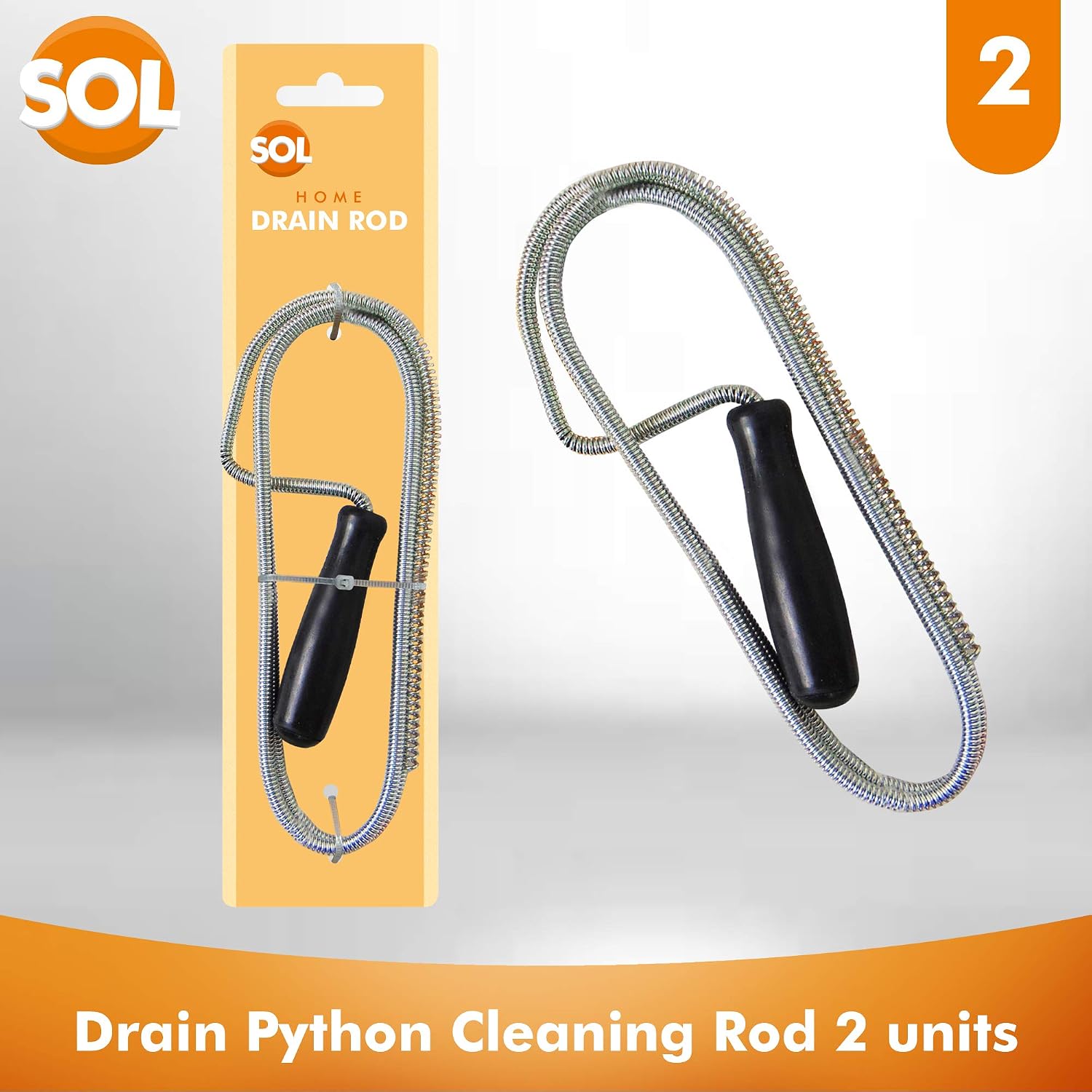 SOL 2pk Drain Snake Shower and Sink Unblocker Tool 100cm Plumbers Tool Flexible Drain Cleaning Wire for Sink Shower Bath Pipe Unclogging DIY Home Maintenance Easy Use Drainage Rods - Image 4