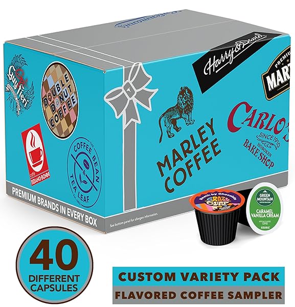 CRAZY CUPS FLAVORED COFFEE PODS VARIETY PACK, FULLY COMPATIBLE WITH ALL KEURIG FLAVORED K CUPS BREWERS, COFFEE SAMPLER, 40 COUNT