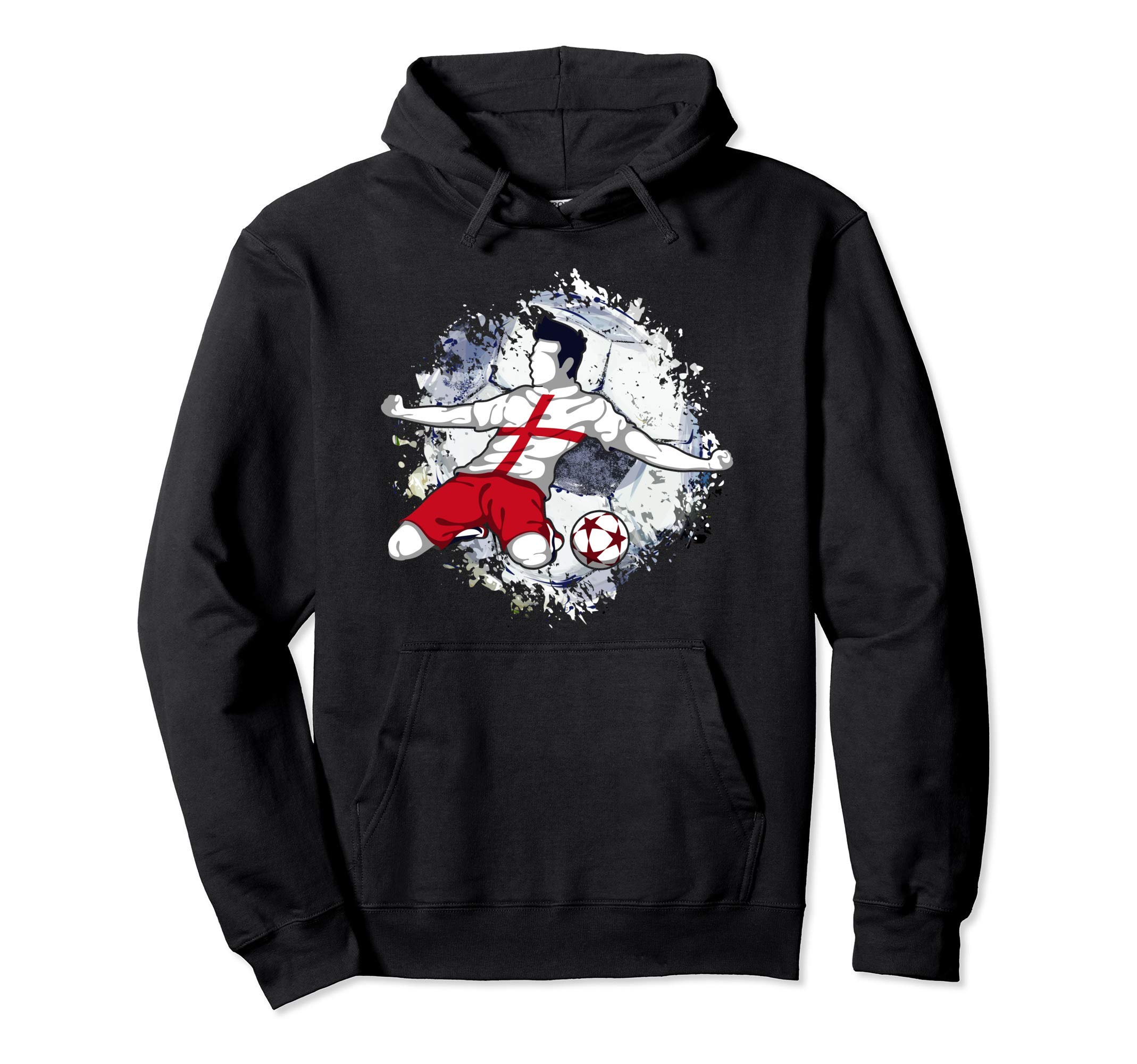 England Soccer English National Flag Football Striker Art Pullover Hoodie