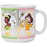 Silver Buffalo Disney Princess Mystic Tarot Card Featuring Cinderella, Ariel, Tiana, and Belle Ceramic Camper Mug, 20 Ounces