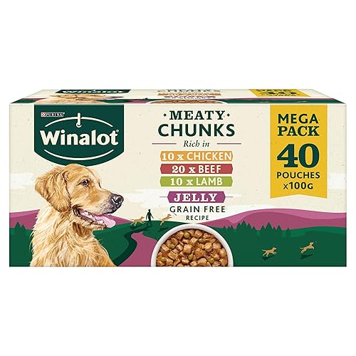 WINALOT Meaty Chunks Mixed in Jelly Wet Dog Food Pouches 40x100g