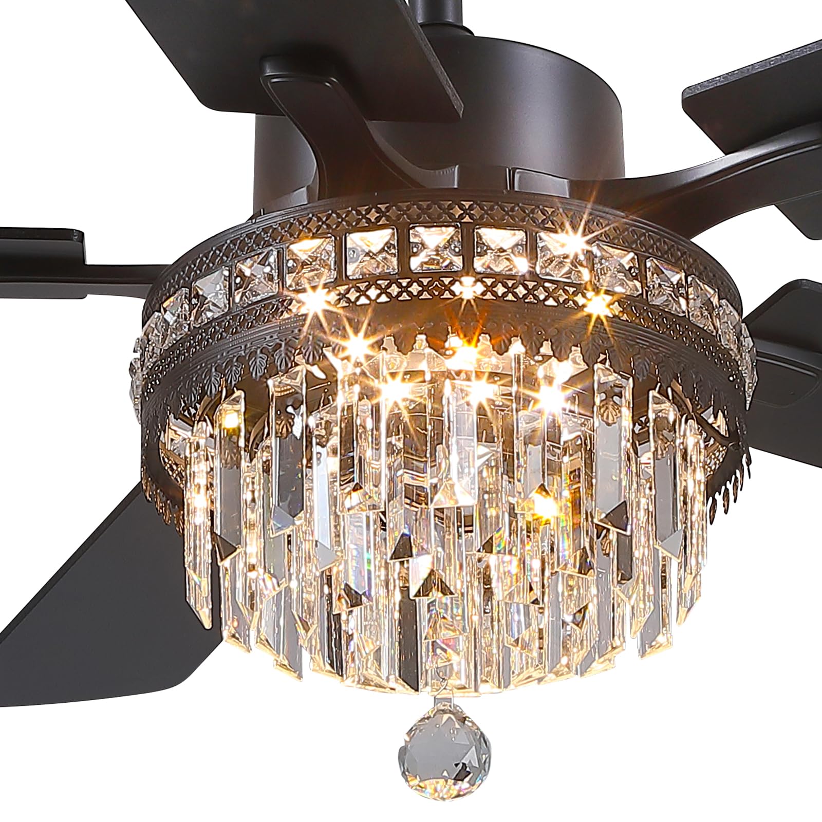 Photo 1 of Asyko Crystal Ceiling Fan Fandelier with Lights - 46" Outdoor Fans with Remote Control?Crystal Ceiling Fans Noiseless DC Motor, Retro/Farmhouse Lighting, Dining Room,Living Room
