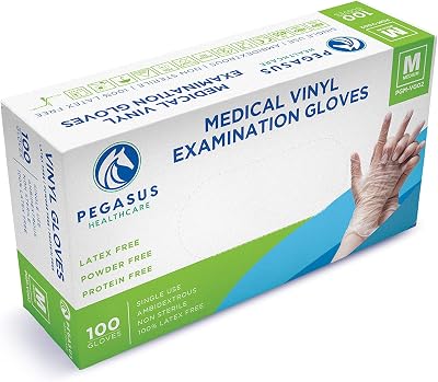 Olsen & Smith Pegasus Healthcare Vinyl Gloves Unisex Clear M UK