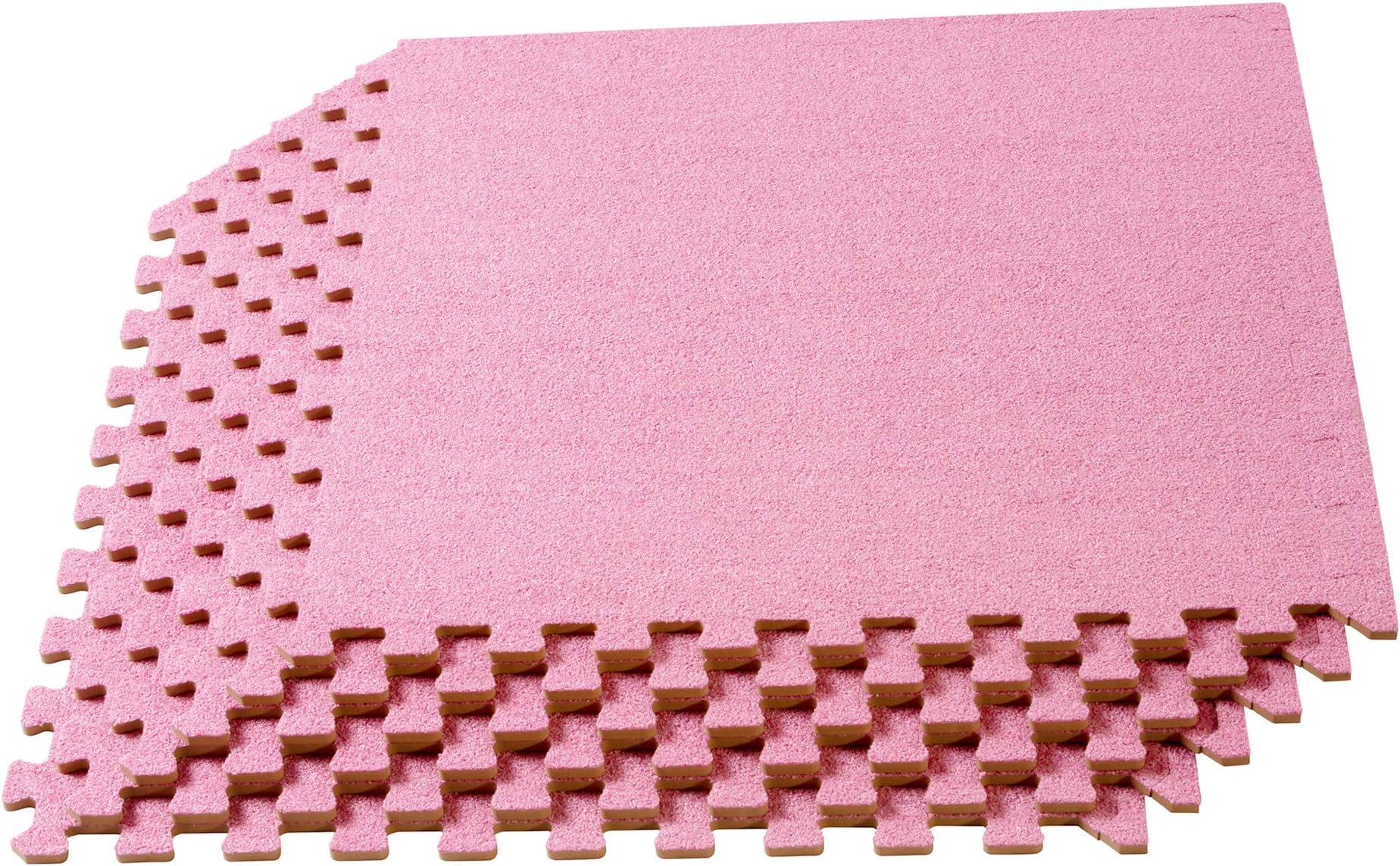 We Sell Mats 3/8 Inch Thick Interlocking Foam Carpet Tiles, Durable Carpet Squares, Anti-Fatigue Support for Home, Office, or Classroom Use , 24 in x 24 in