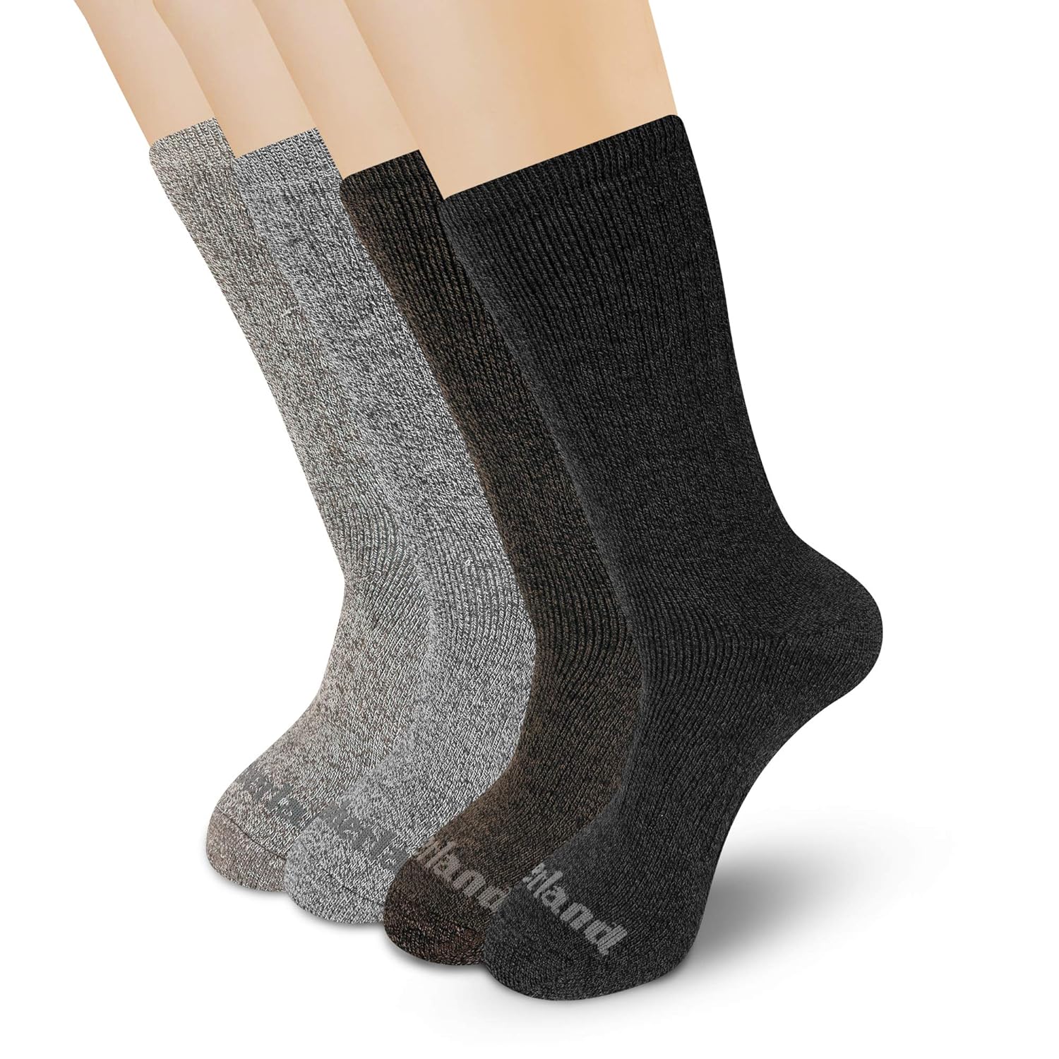 Timberland Men's 4Pack Marled Basic Crew Socks, Canteen, One Size