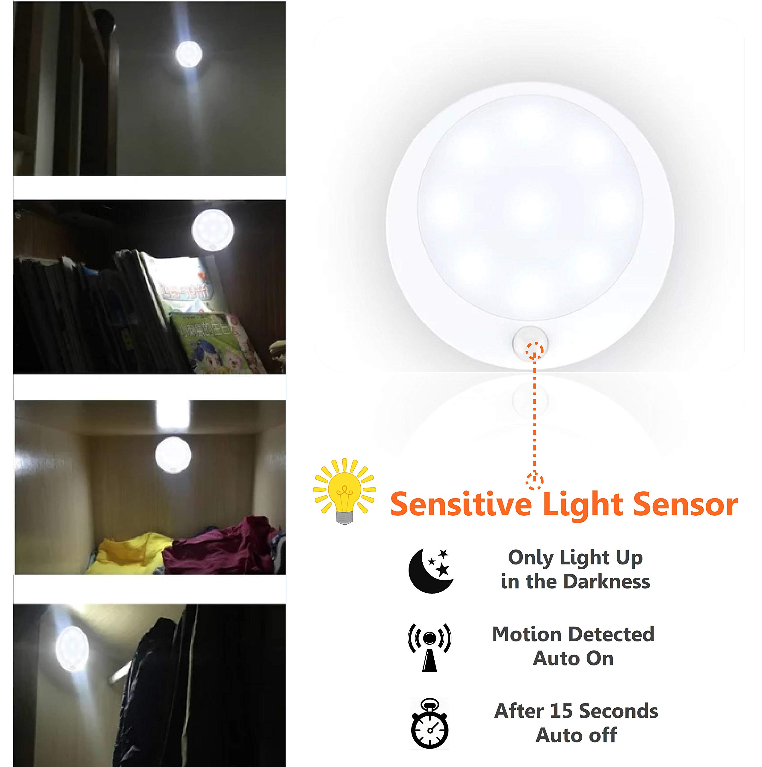 Motion Sensor Night Light Topopto Natural White Indoor Battery Operated Stick on Anywhere for Patio Lighting,Porch,Stairs