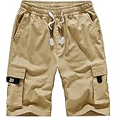 APTRO Men's Cargo Shorts Elastic Waistband Drawstring Summer Casual Cotton Big & Tall Relaxed Fit Work Shorts