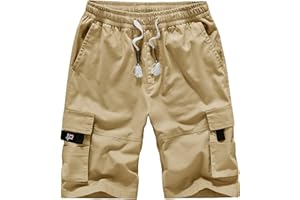 APTRO Men's Cargo Shorts Elastic Waistband Drawstring Summer Casual Cotton Shorts Big & Tall Relaxed Fit Work Shorts