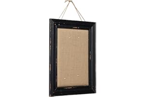 SOFE Hanging Linen Small Bulletin Board, 15.7×12 Inches Decorative Cork Boards for Walls with Black Frame, Wood Vision Board Farmhouse Pin Board for Home Office School, Rustic Memo Board Display Photo