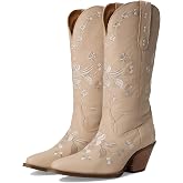 Dingo Womens Love Bug Floral Embroidered Snip Toe Casual Boots Mid Calf Mid Heel 2-3"