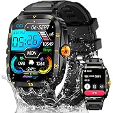 Military Smart Watches for Men (Make/Answer Call) 1.96" HD Screen 430mAh | Activity Tracker with 100+ Sport Modes Heart Rate Sleep Monitor 3ATM Waterproof Smartwatch Compatible with iPhone Android