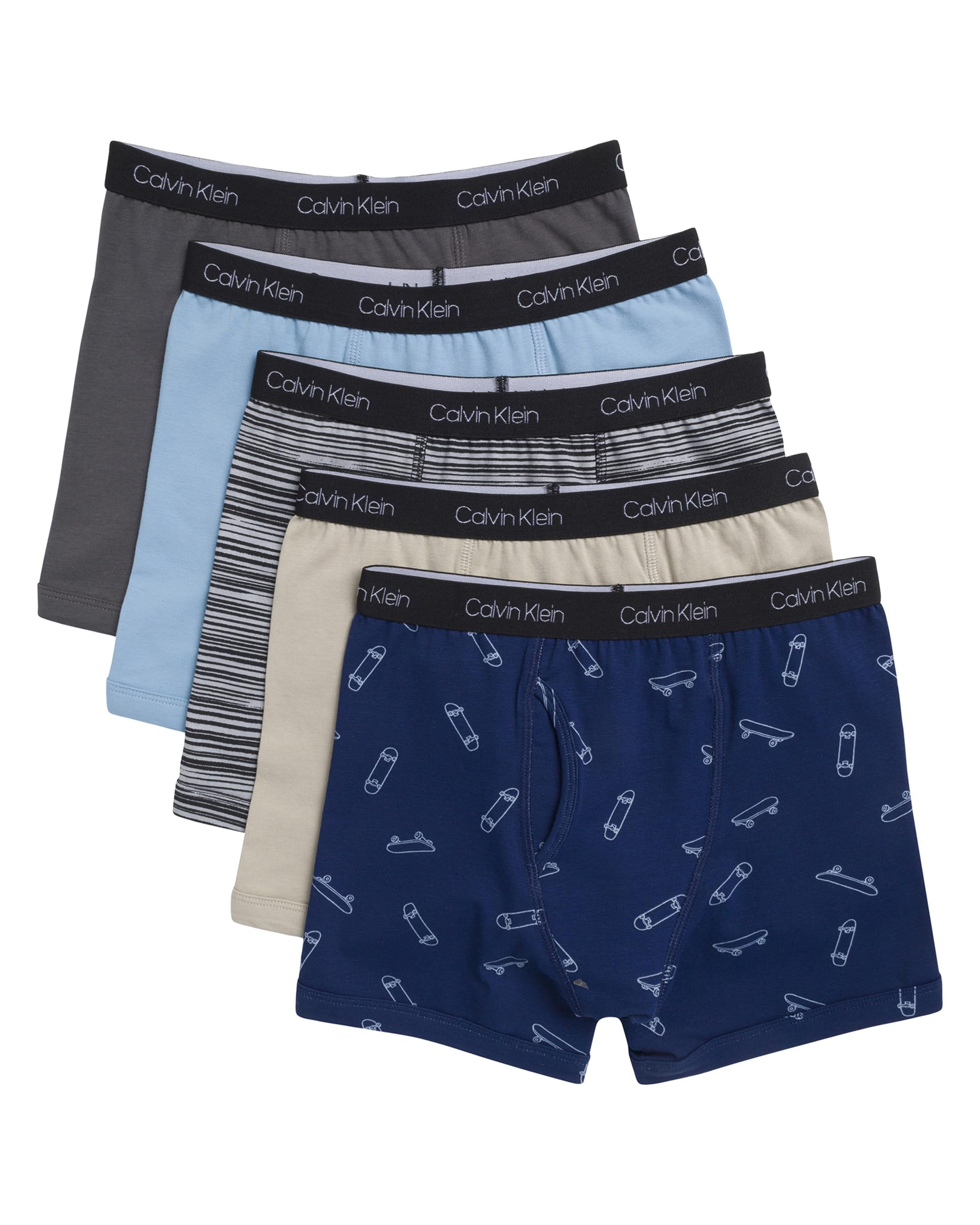 Calvin Klein Kids Boys' Modern Cotton Boxer Brief Underwear 5-Pack, Skateboard, X-Small Image
