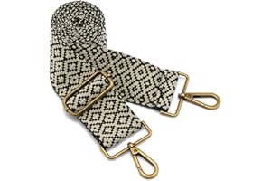 ZOOEASS Bronze Buckles Purse Strap, 2" Wide Crossbody Handbag Strap Adjustable Replacement Shoulder Strap Vintage Embroidery Guitar Style(5CM-Color2)