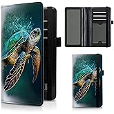 FUYOCWE Checkbook Covers for Personal Checkbook,Leather Checkbook Cover for Business/Personal Checks,RFID Blocking Check Book Cover Holder Wallets for Men Women-Green Sea Turtle